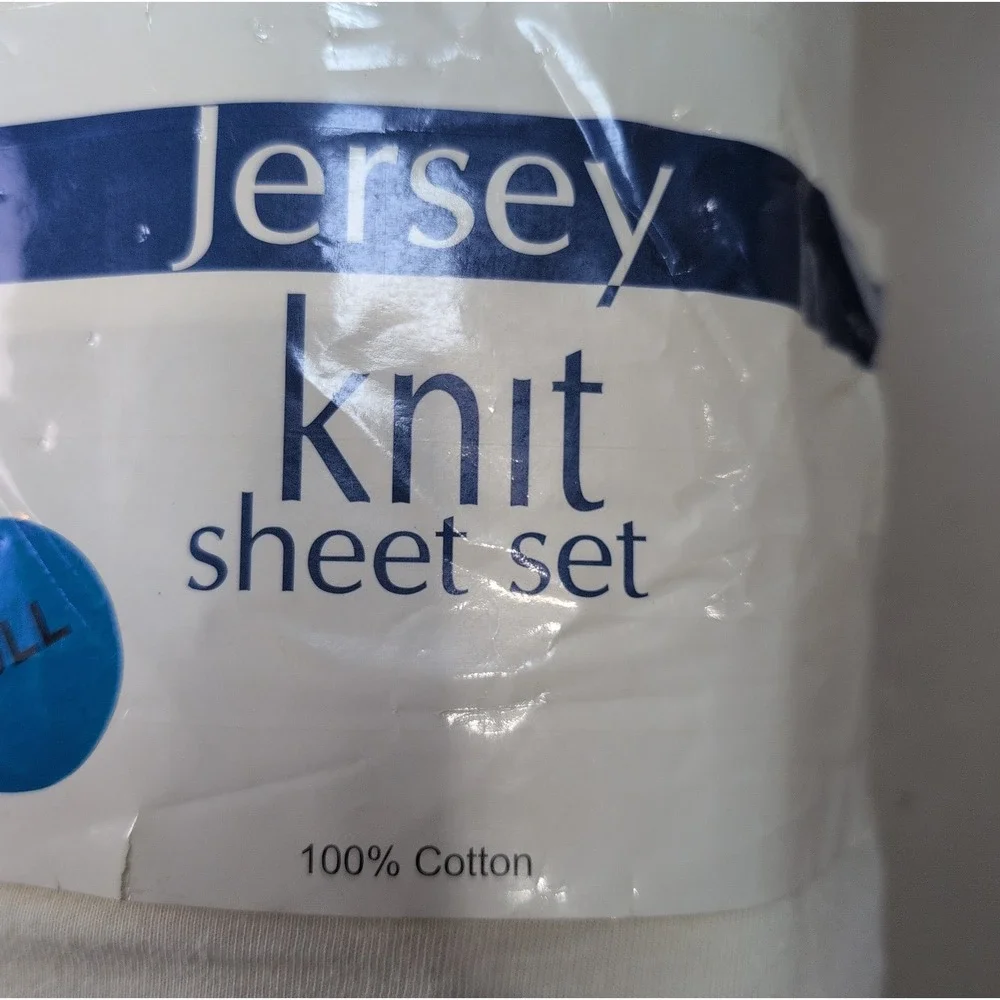 Brand New Jersey Cotton Knit Full Size Set Flat & Fitted Sheets 2 Pillow Cases